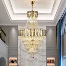 Taps toelopende kristallen hanglamp Prachtige duplex decoratieve plafondlamp