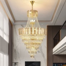 Taps toelopende kristallen hanglamp Prachtige duplex decoratieve plafondlamp