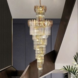 Kristallen hanglamp duplex taps toelopende decoratieve plafondlamp 70cm