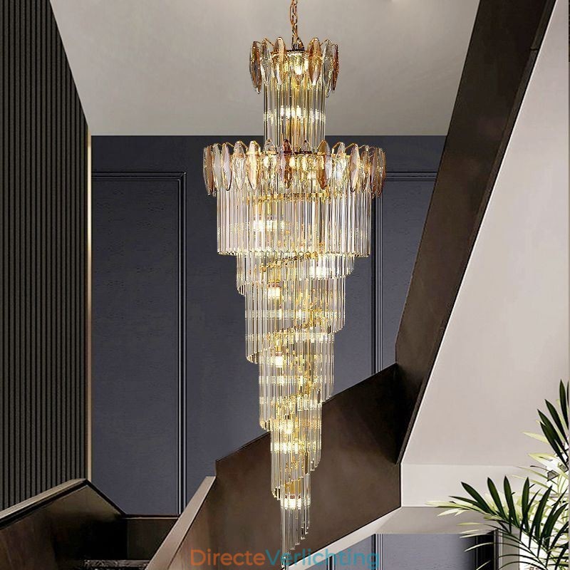 Kristallen hanglamp duplex taps toelopende decoratieve plafondlamp 70cm