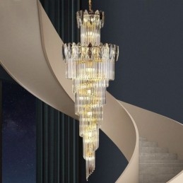 Kristallen hanglamp duplex taps toelopende decoratieve plafondlamp 70cm