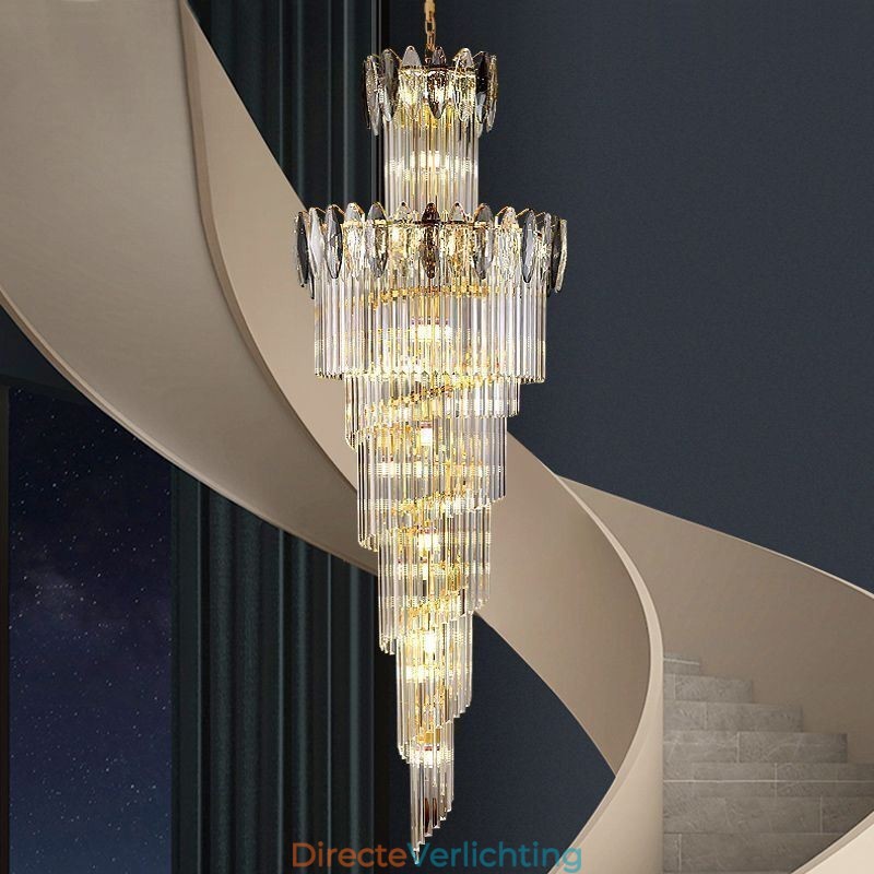 Kristallen hanglamp duplex taps toelopende decoratieve plafondlamp 70cm