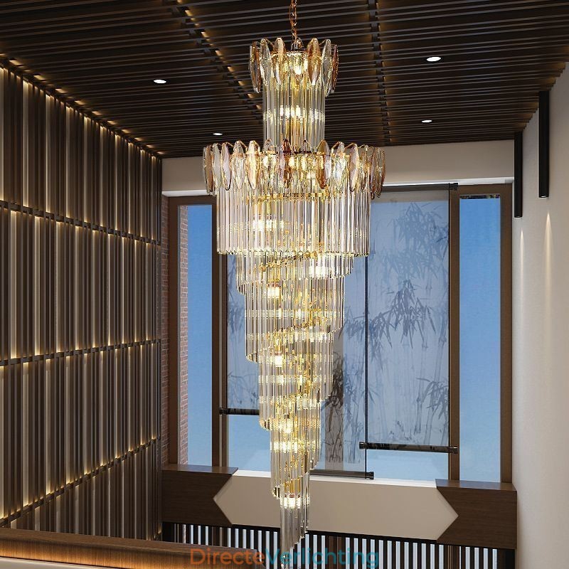 Kristallen hanglamp duplex taps toelopende decoratieve plafondlamp 70cm