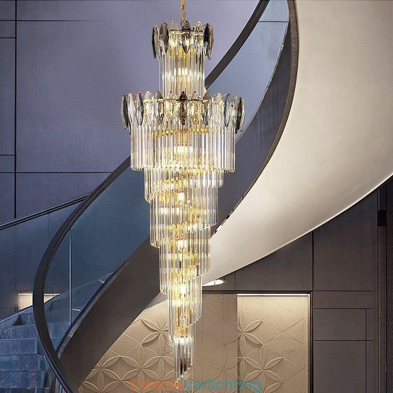 Kristallen hanglamp duplex taps toelopende decoratieve plafondlamp 70cm