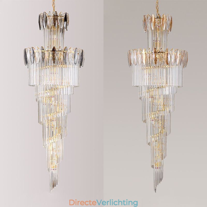 Kristallen hanglamp duplex taps toelopende decoratieve plafondlamp 70cm