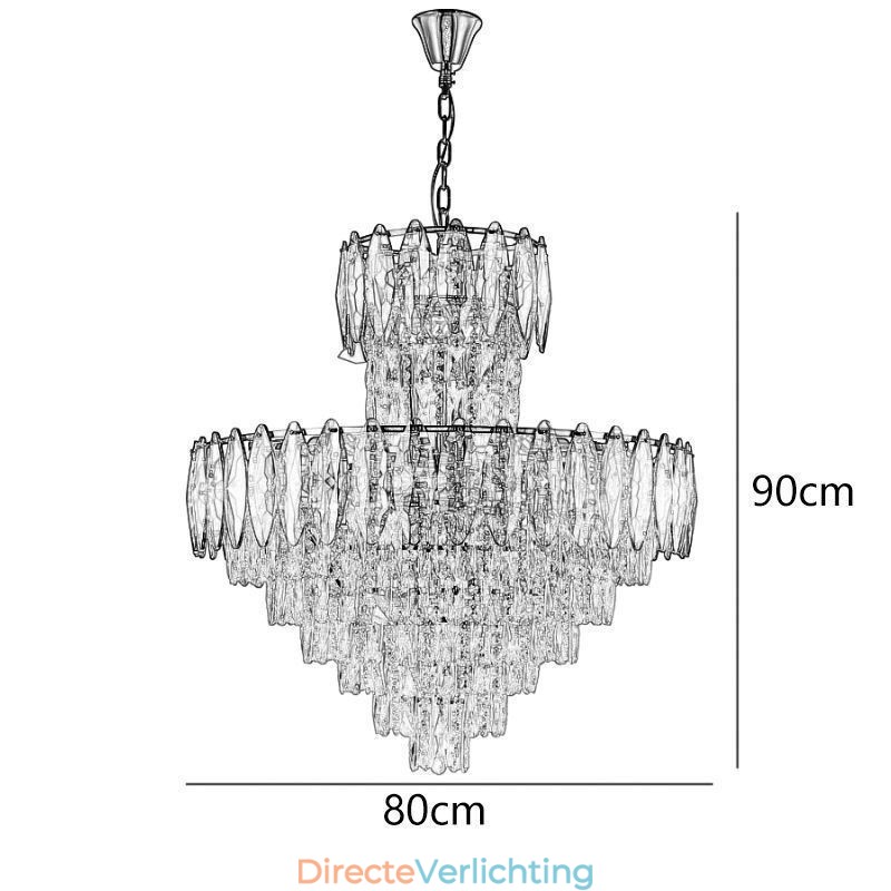 Taps toelopende kristallen hanglamp duplex decoratieve plafondlamp 80cm