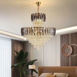 Taps toelopende kristallen hanglamp duplex decoratieve plafondlamp 80cm