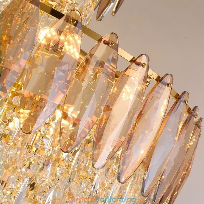 Taps toelopende kristallen hanglamp duplex decoratieve plafondlamp 80cm