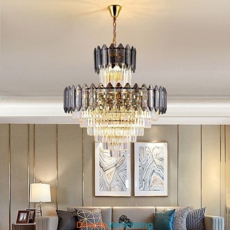 Taps toelopende kristallen hanglamp duplex decoratieve plafondlamp Taps toelopende kristallen hanglamp duplex decoratieve plafondlamp