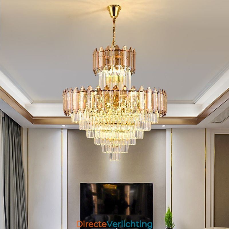 Taps toelopende kristallen hanglamp duplex decoratieve plafondlamp