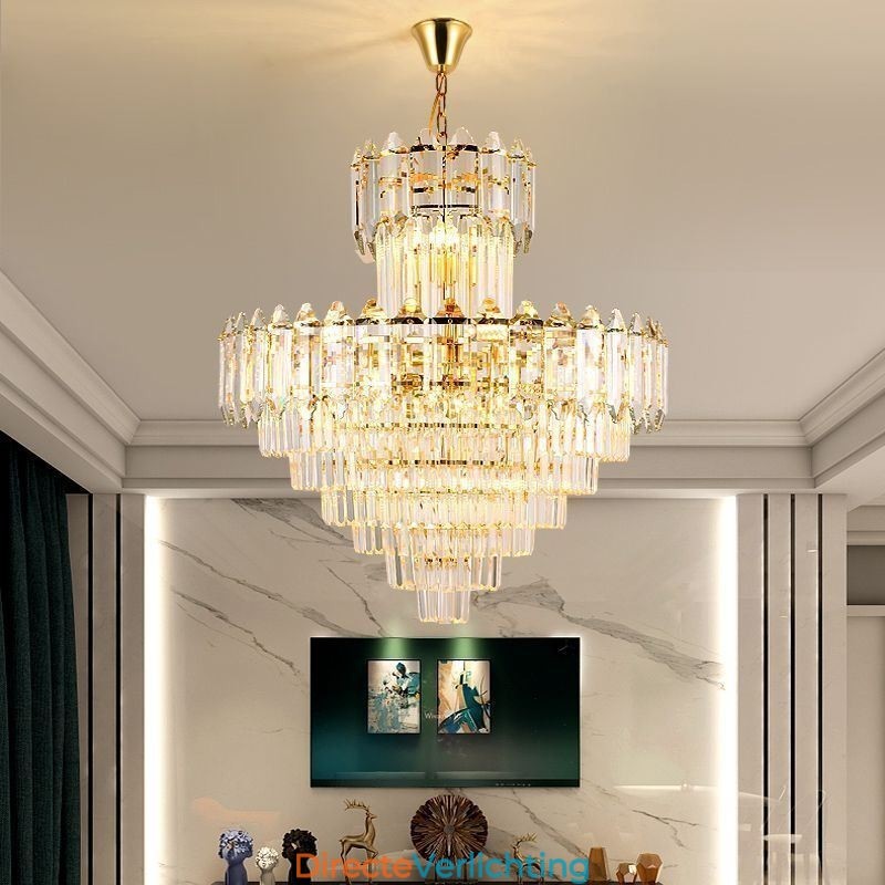 Taps toelopende kristallen hanglamp duplex decoratieve plafondlamp