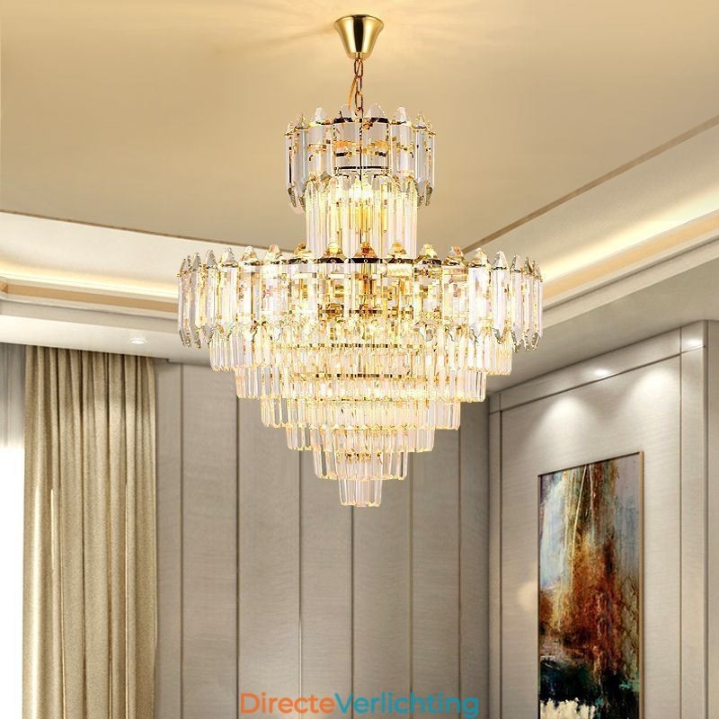 Taps toelopende kristallen hanglamp duplex decoratieve plafondlamp