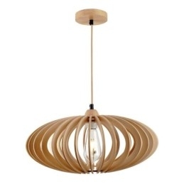 Log Basswood Plafondlamp 17cm Ovale Houten Lampenkap