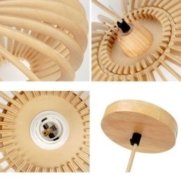 Log Basswood Plafondlamp 17cm Ovale Houten Lampenkap