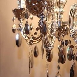 Moderne zilveren kroonluchter in acryl kristalstijl met 5 lampen