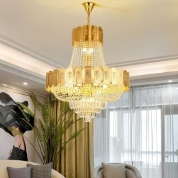 Gouden Kristallen Hanglamp Elegante Decoratieve Plafondlamp