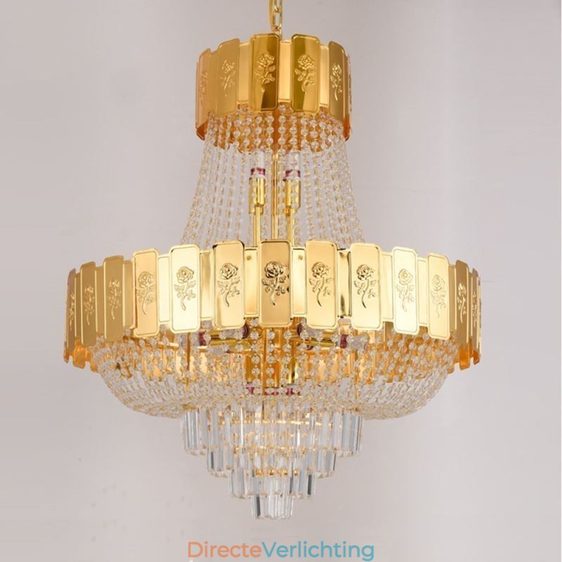 Gouden Kristallen Hanglamp Elegante Decoratieve Plafondlamp