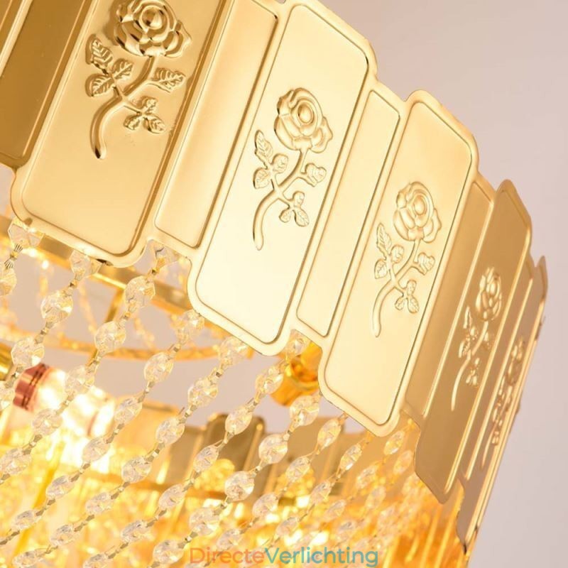 Gouden Kristallen Hanglamp Elegante Decoratieve Plafondlamp