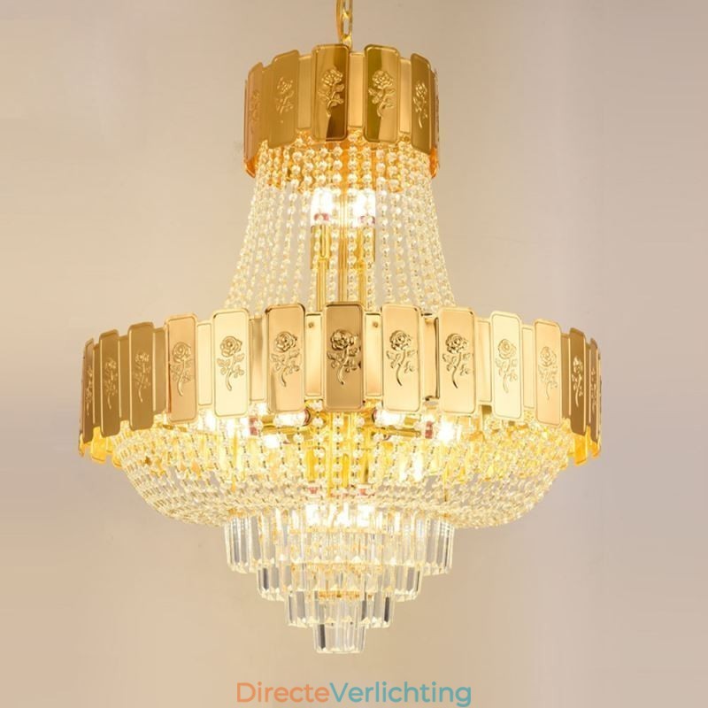 Gouden Kristallen Hanglamp Elegante Decoratieve Plafondlamp