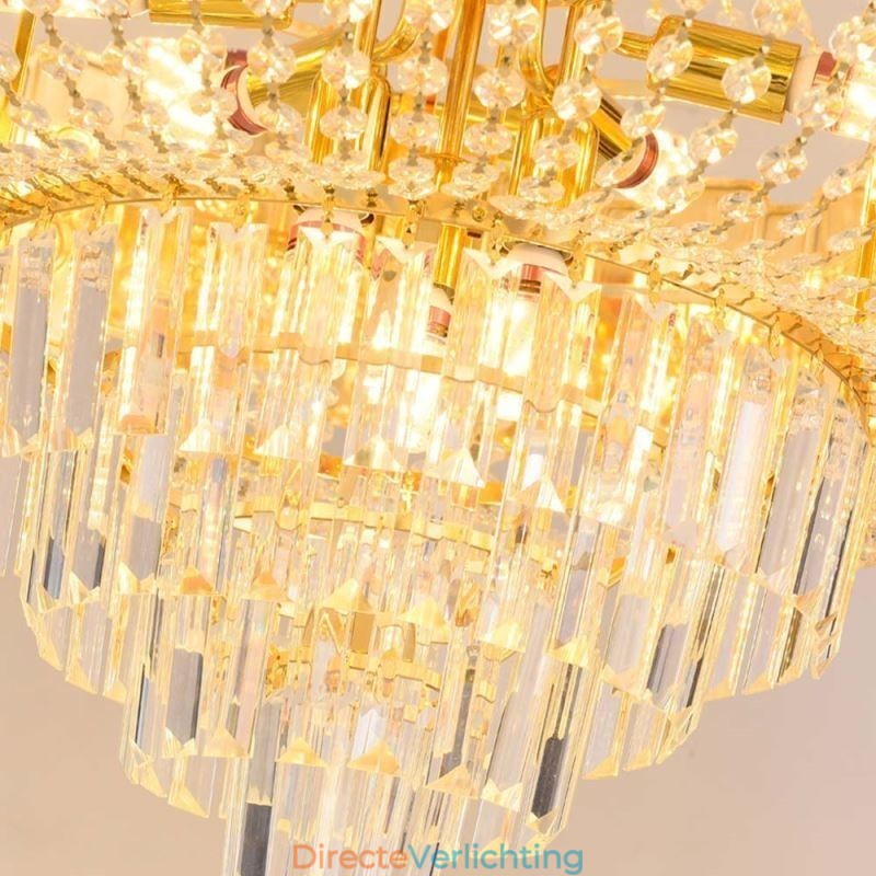 Gouden Kristallen Hanglamp Elegante Decoratieve Plafondlamp