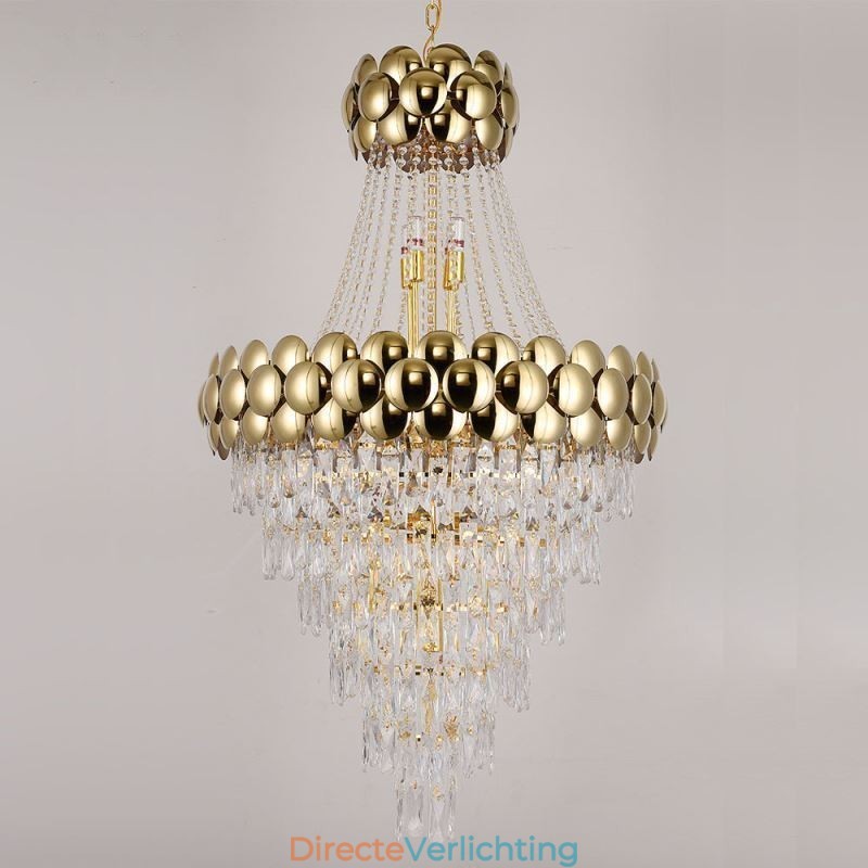 Kristallen hanglamp gegalvaniseerd goud duplex luxe decoratieve plafondlamp 80cm