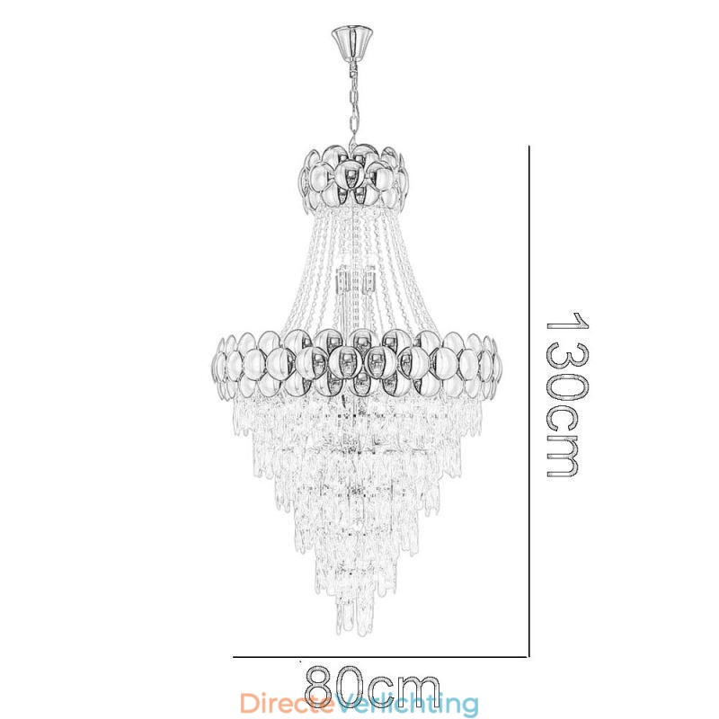 Kristallen hanglamp gegalvaniseerd goud duplex luxe decoratieve plafondlamp 80cm