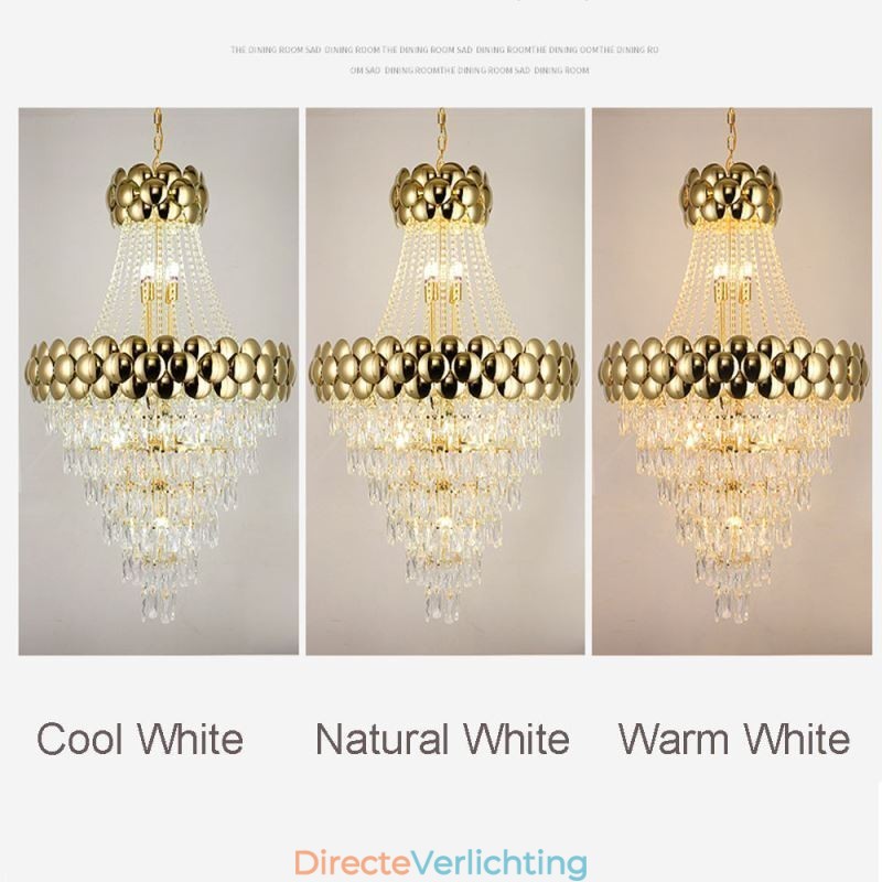Kristallen hanglamp gegalvaniseerd goud duplex luxe decoratieve plafondlamp 80cm