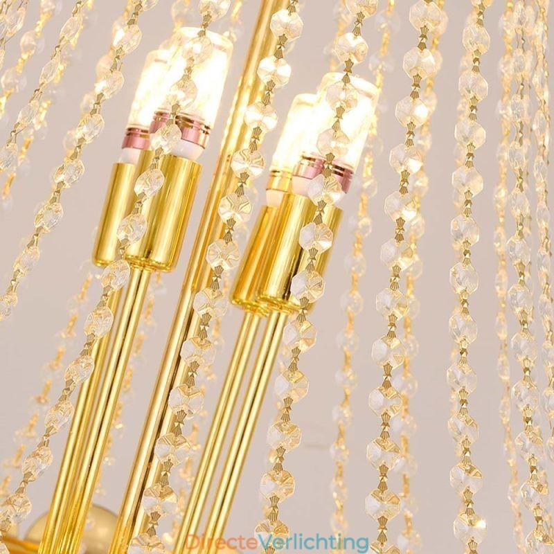 Kristallen hanglamp gegalvaniseerd goud duplex luxe decoratieve plafondlamp 80cm