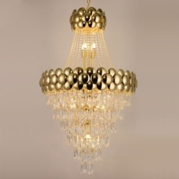 Kristallen hanglamp gegalvaniseerd goud duplex luxe decoratieve plafondlamp 80cm