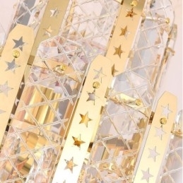 Kristallen hanglamp 4e verdieping Luxe decoratieve plafondlamp met gouden holle ijzeren plaat