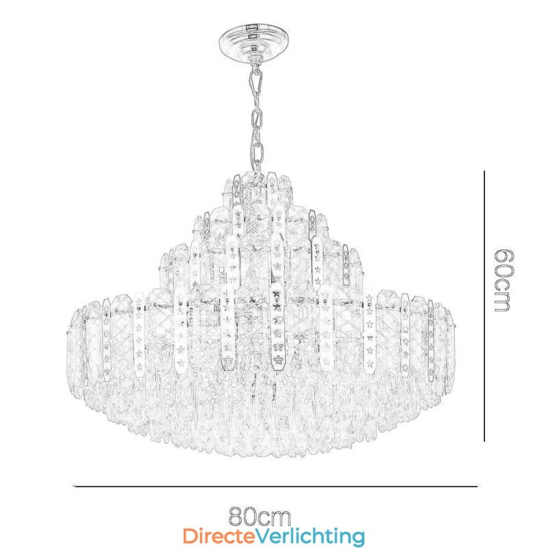 Kristallen hanglamp 4e verdieping Luxe decoratieve plafondlamp met gouden holle ijzeren plaat