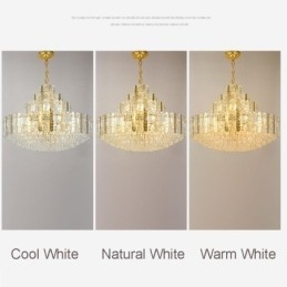 Kristallen hanglamp 4e verdieping Luxe decoratieve plafondlamp met gouden holle ijzeren plaat
