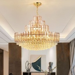 Kristallen hanglamp vier lagen luxe decoratieve plafondlamp 80cm
