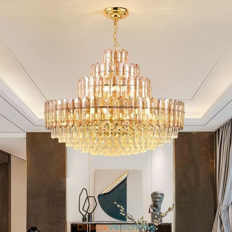 Kristallen hanglamp vier lagen luxe decoratieve plafondlamp 80cm