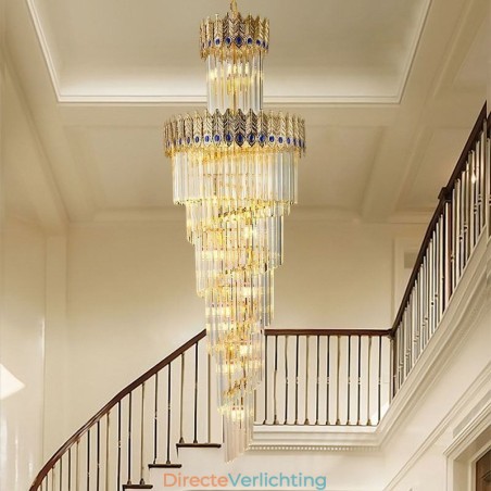 Gouden kristallen hanglamp, gegalvaniseerde gouden Phoenix staartlampenkap, plafondlamp Gouden kristallen hanglamp, gegalvaniseerde gouden Phoenix staartlampenkap, plafondlamp