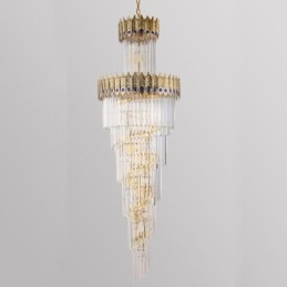 Gouden kristallen hanglamp, gegalvaniseerde gouden Phoenix staartlampenkap, plafondlamp