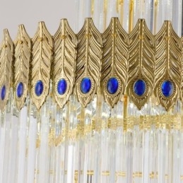 Gouden kristallen hanglamp, gegalvaniseerde gouden Phoenix staartlampenkap, plafondlamp