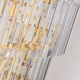 Gouden kristallen hanglamp, gegalvaniseerde gouden Phoenix staartlampenkap, plafondlamp
