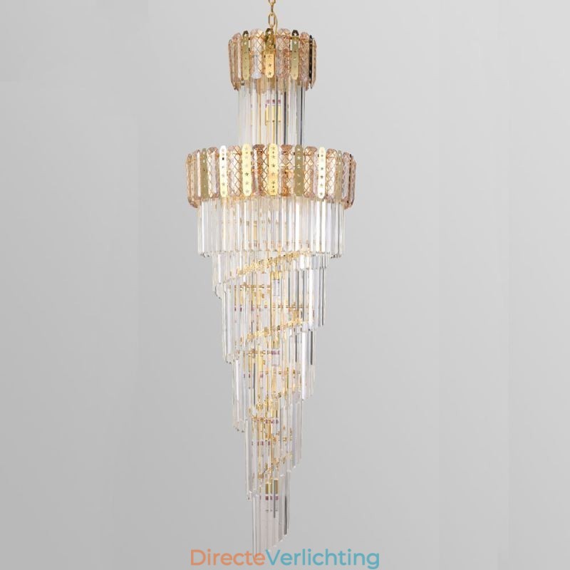 Gouden Kristallen Hanglamp Luxe Decoratieve Plafondlamp 60*H180cm