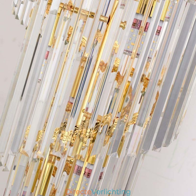 Gouden Kristallen Hanglamp Luxe Decoratieve Plafondlamp 60*H180cm