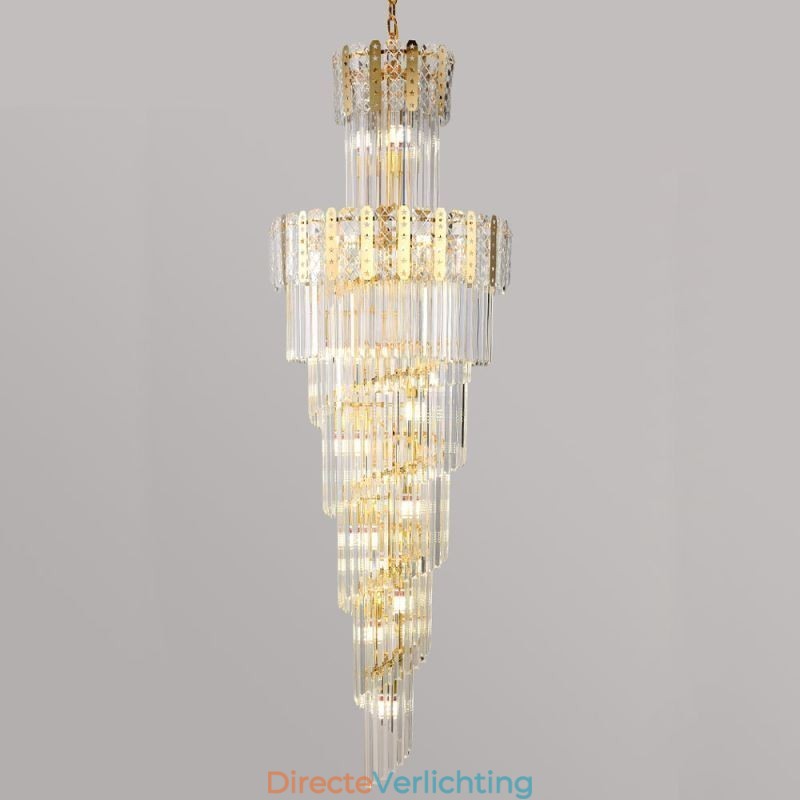 Gouden Kristallen Hanglamp Luxe Decoratieve Plafondlamp 60*H180cm