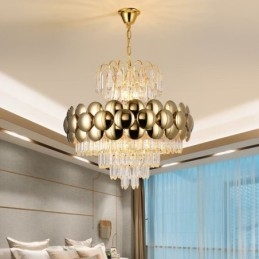 Kristallen hanglamp gegalvaniseerd goud luxe decoratieve plafondlamp 60cm