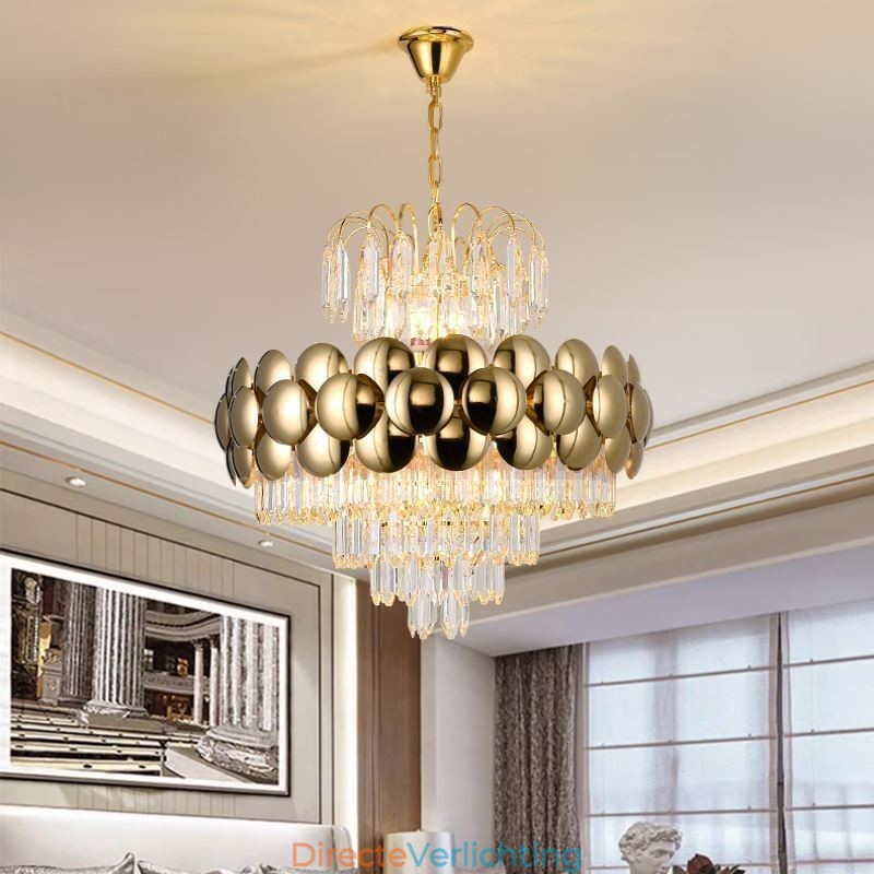 Kristallen hanglamp gegalvaniseerd goud luxe decoratieve plafondlamp 60cm