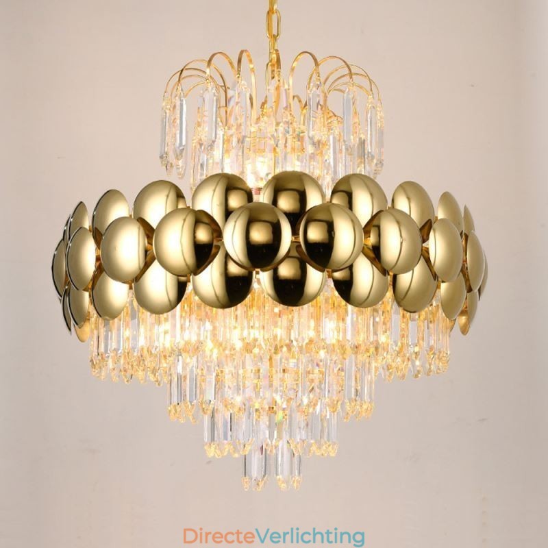 Kristallen hanglamp gegalvaniseerd goud luxe decoratieve plafondlamp 60cm
