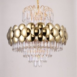 Kristallen hanglamp gegalvaniseerd goud luxe decoratieve plafondlamp 60cm