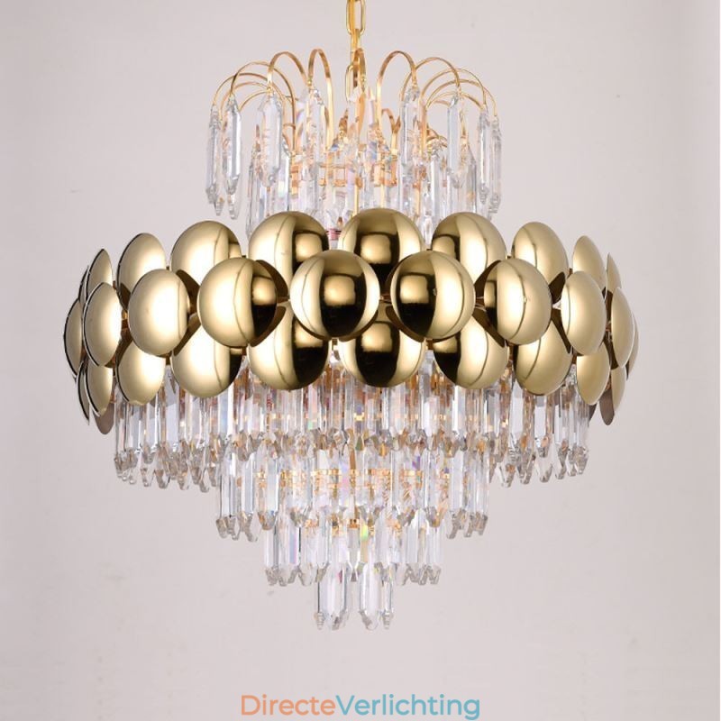 Kristallen hanglamp gegalvaniseerd goud luxe decoratieve plafondlamp 60cm