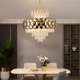 Kristallen hanglamp gegalvaniseerd goud luxe decoratieve plafondlamp 60cm