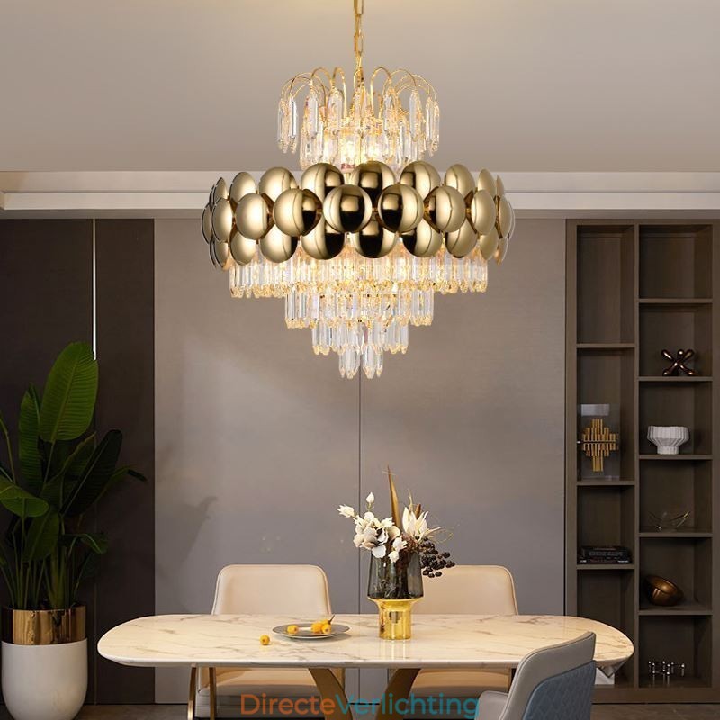 Kristallen hanglamp gegalvaniseerd goud luxe decoratieve plafondlamp 60cm