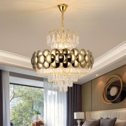 Kristallen hanglamp gegalvaniseerd goud luxe decoratieve plafondlamp 60cm
