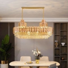 Kristallen hanglamp rechthoekig luxe decoratieve plafondlamp 100cm